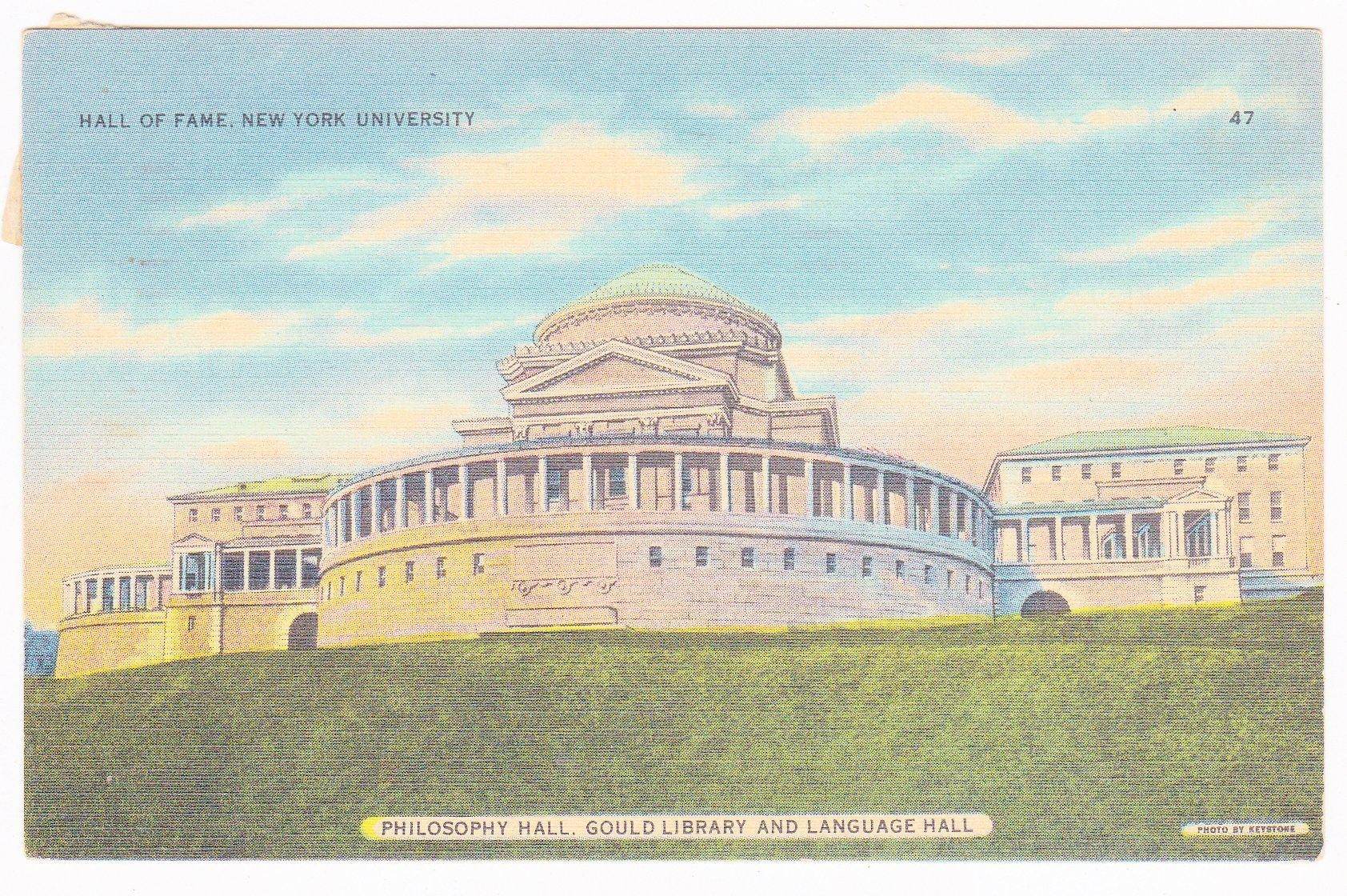 NYU Hall of Fame New York University Philosophy Hall Gould Library Language Hall Bronx 1939 Linen Postcard - TulipStuff