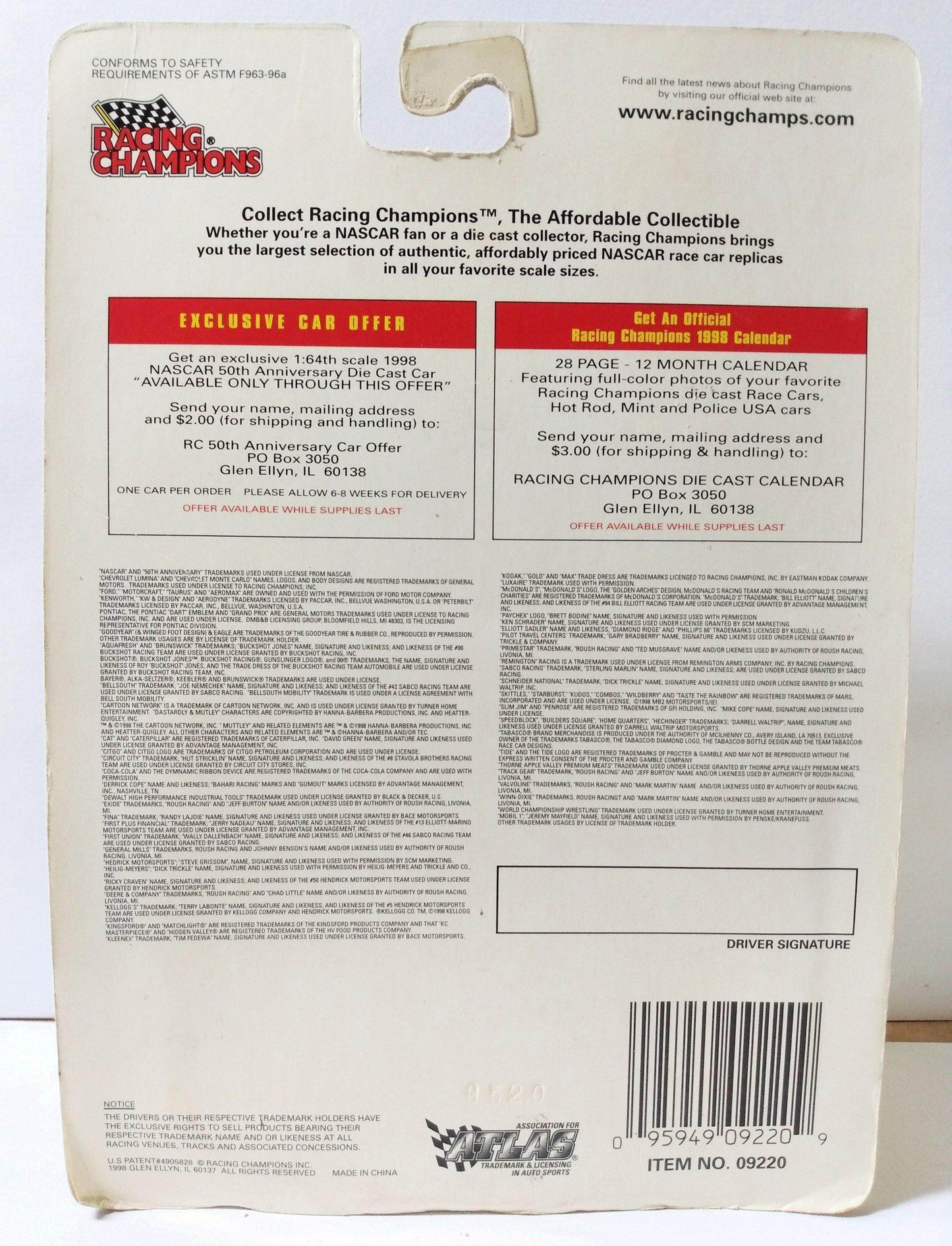 Racing Champions Nascar 50th Anniversary Steve Grissom 1998 Press Pass Collector Series - TulipStuff