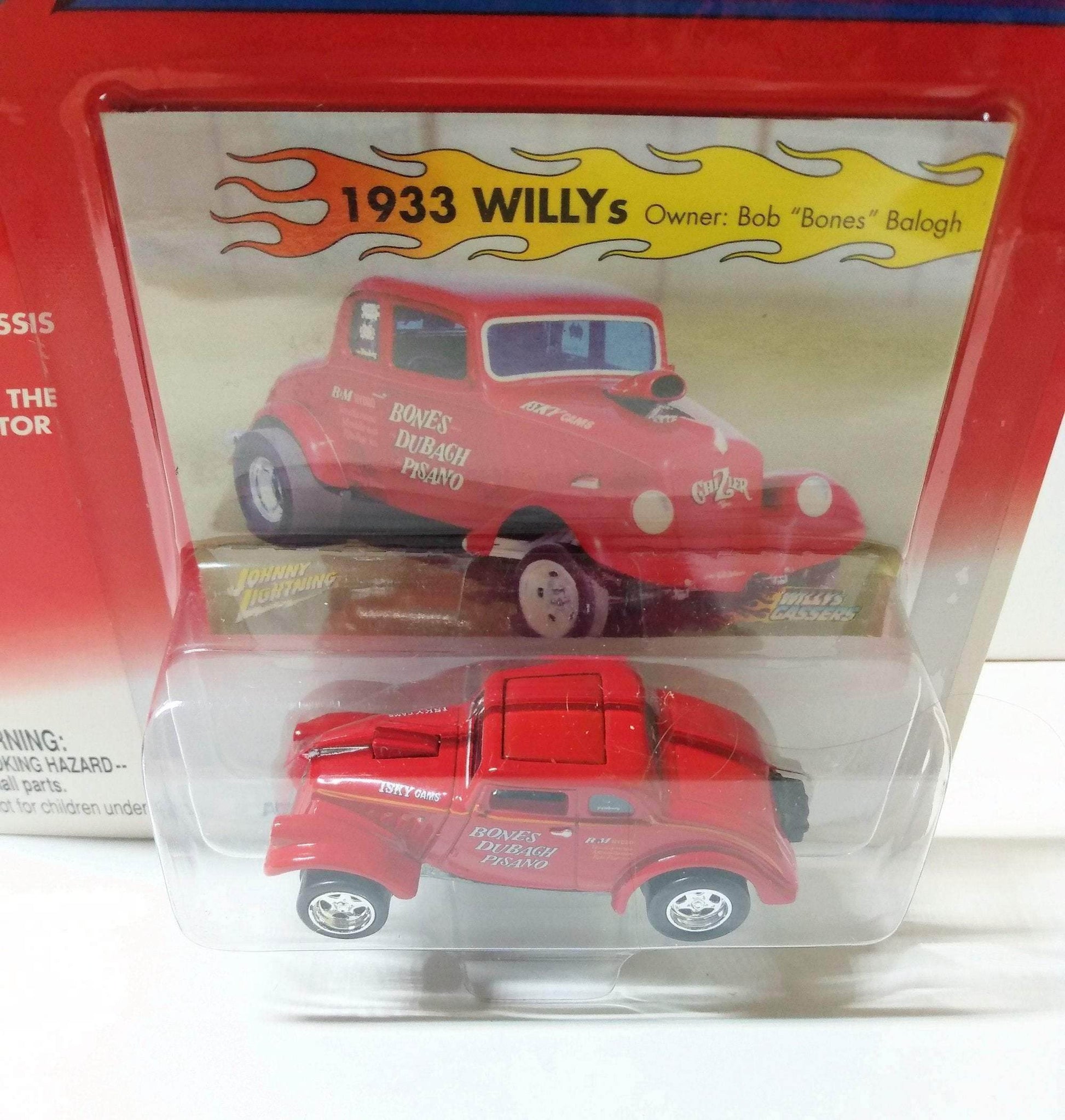 Johnny Lightning  Willys Gassers Series Bob Bones Balogh 1933 Willys Diecast Car - TulipStuff