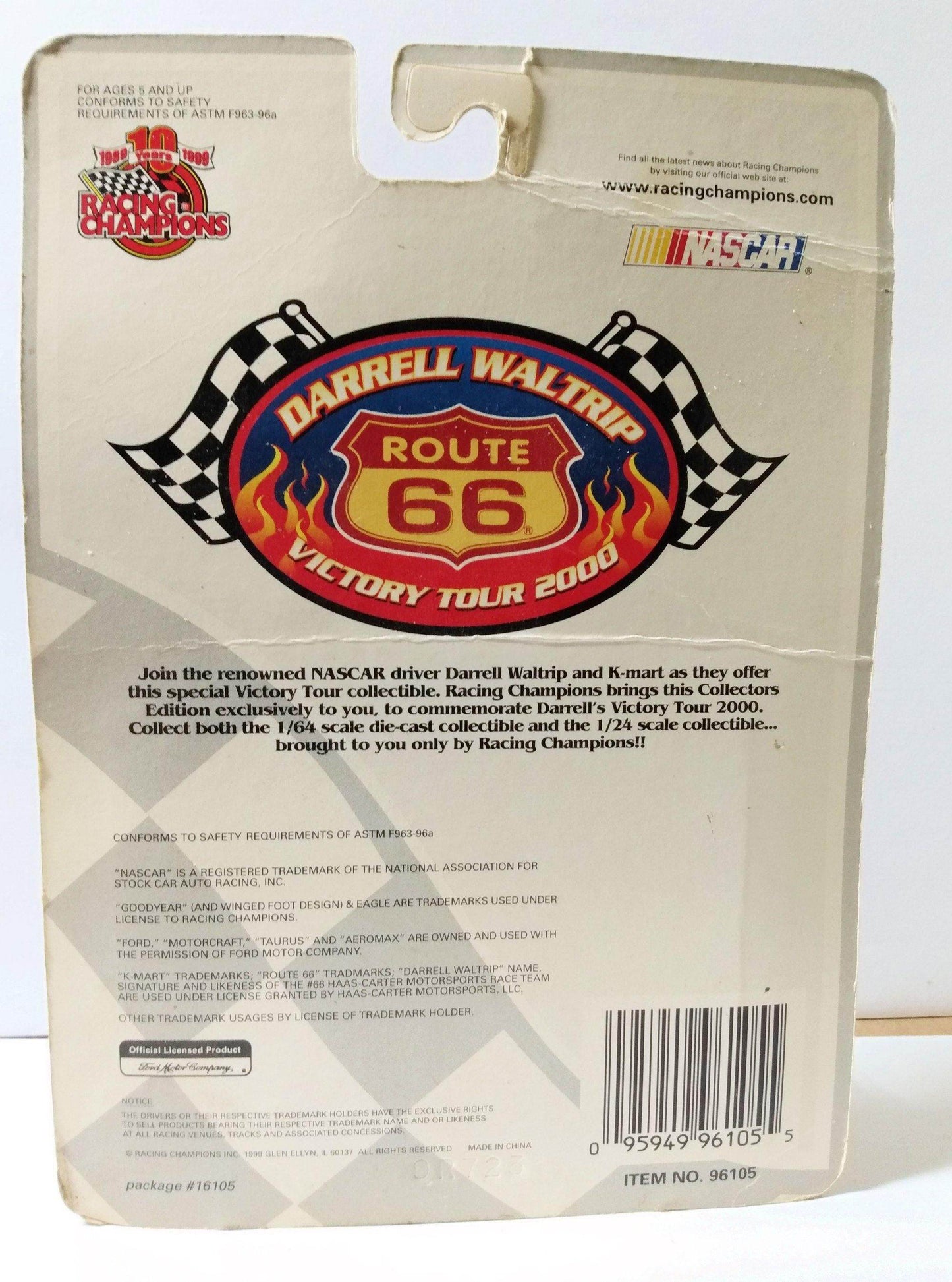 Racing Champions Darrell Waltrip Route 66 Victory Tour 2000 BigK Kmart Ford Taurus Stock Car - TulipStuff