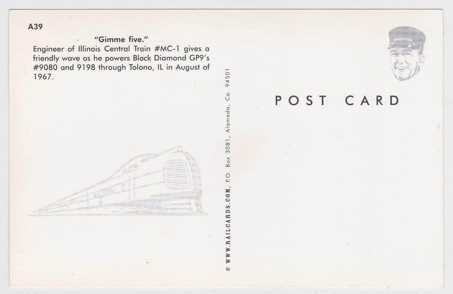 Illinois Central Black Diamond EMD GP9 Locomotive in Tolono IL - TulipStuff