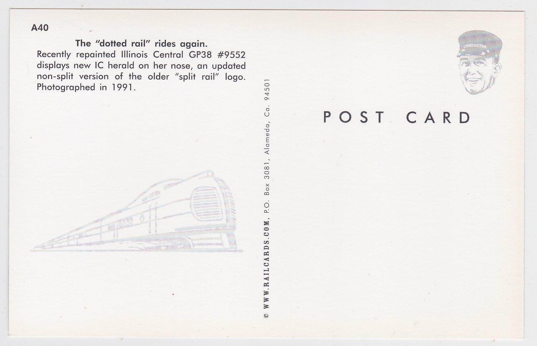 Illinois Central EMD GP38 Locomotive With New Logo in 1991 - TulipStuff