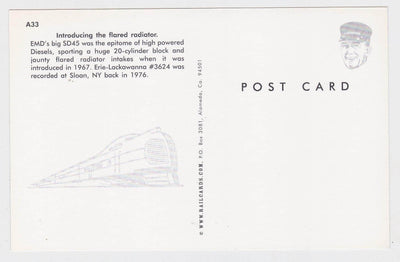 Erie Lackawanna EMD SD45 Diesel Locomotive Train Postcard - TulipStuff