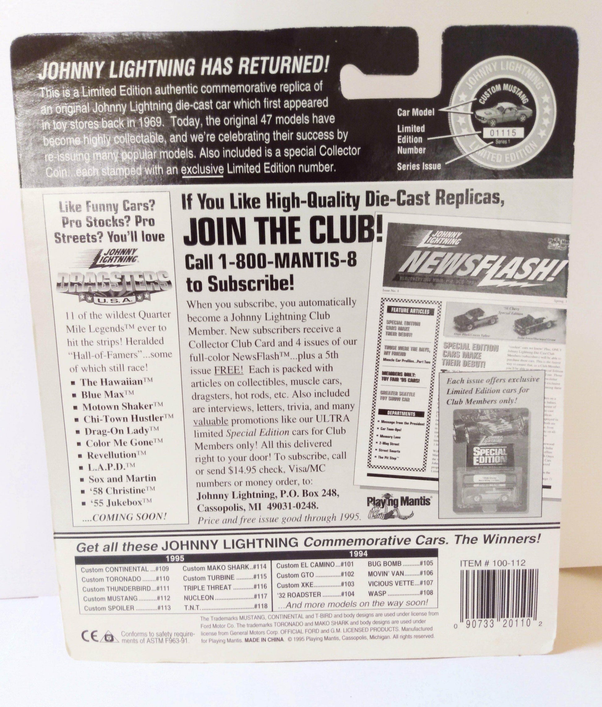 Johnny Lightning Commemorative Series 1 Nucleon Spaceship Car 1995 - TulipStuff