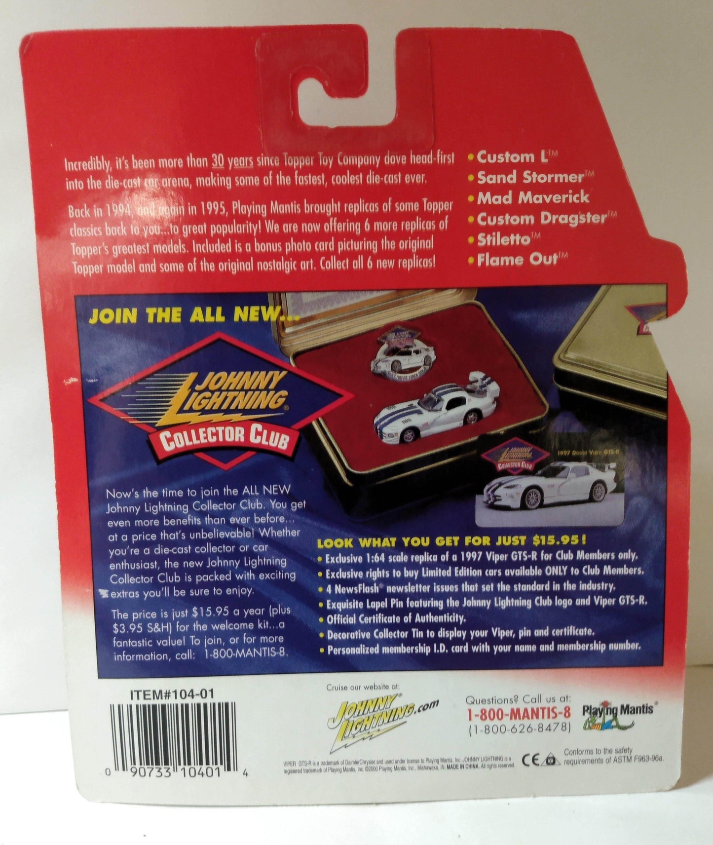 Johnny Lightning Topper Series Custom Dragster Racing Car Red 2000 - TulipStuff