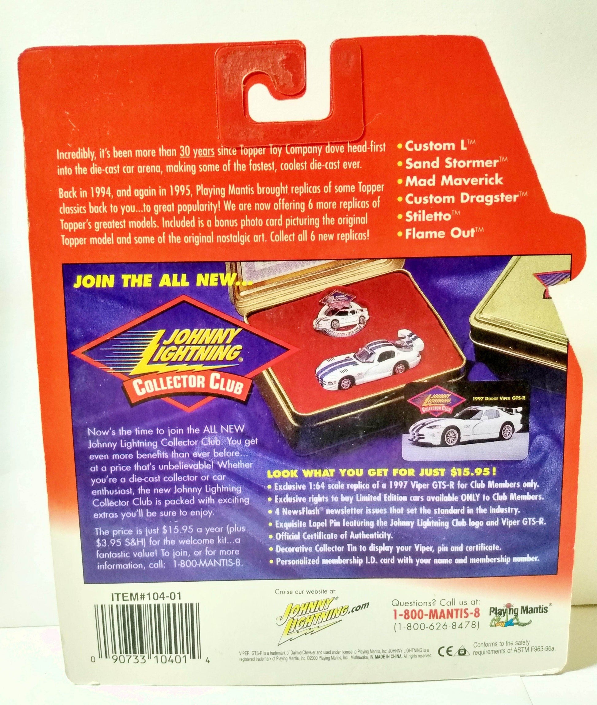 Johnny Lightning Topper Series Mad Maverick Gold Diecast Car 2000 - TulipStuff