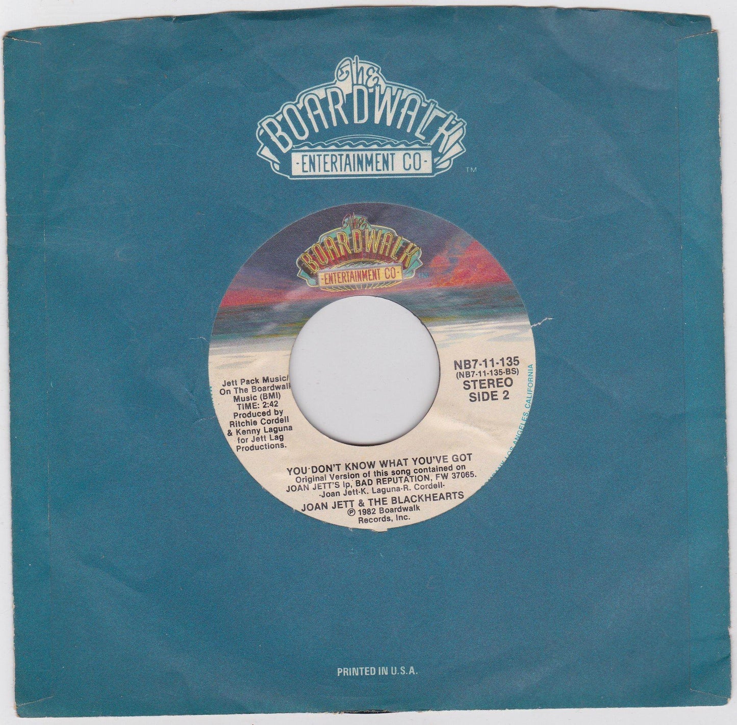 Joan Jett and The Blackhearts I Love Rock 'N Roll 7" Single 1982 - TulipStuff