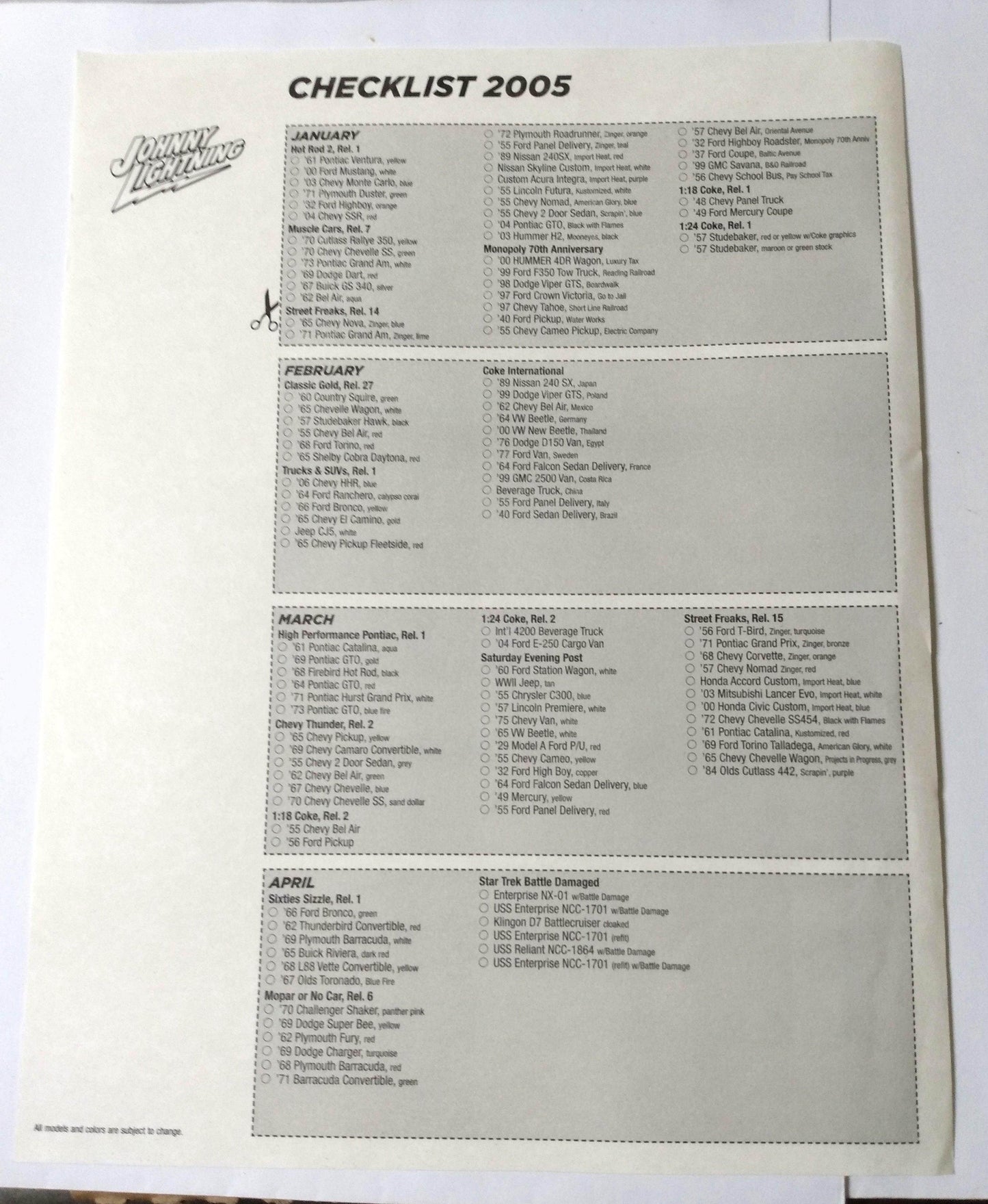 Johnny Lightning Newsflash Diecast Newsletter Issue #43 January 2005 - TulipStuff