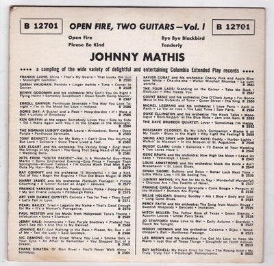 Johnny Mathis Open Fire Two Guitars Vol I 7" EP 1959 Columbia B12701 - TulipStuff
