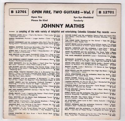 Johnny Mathis Open Fire Two Guitars Vol I 7" EP 1959 Columbia B12701 - TulipStuff