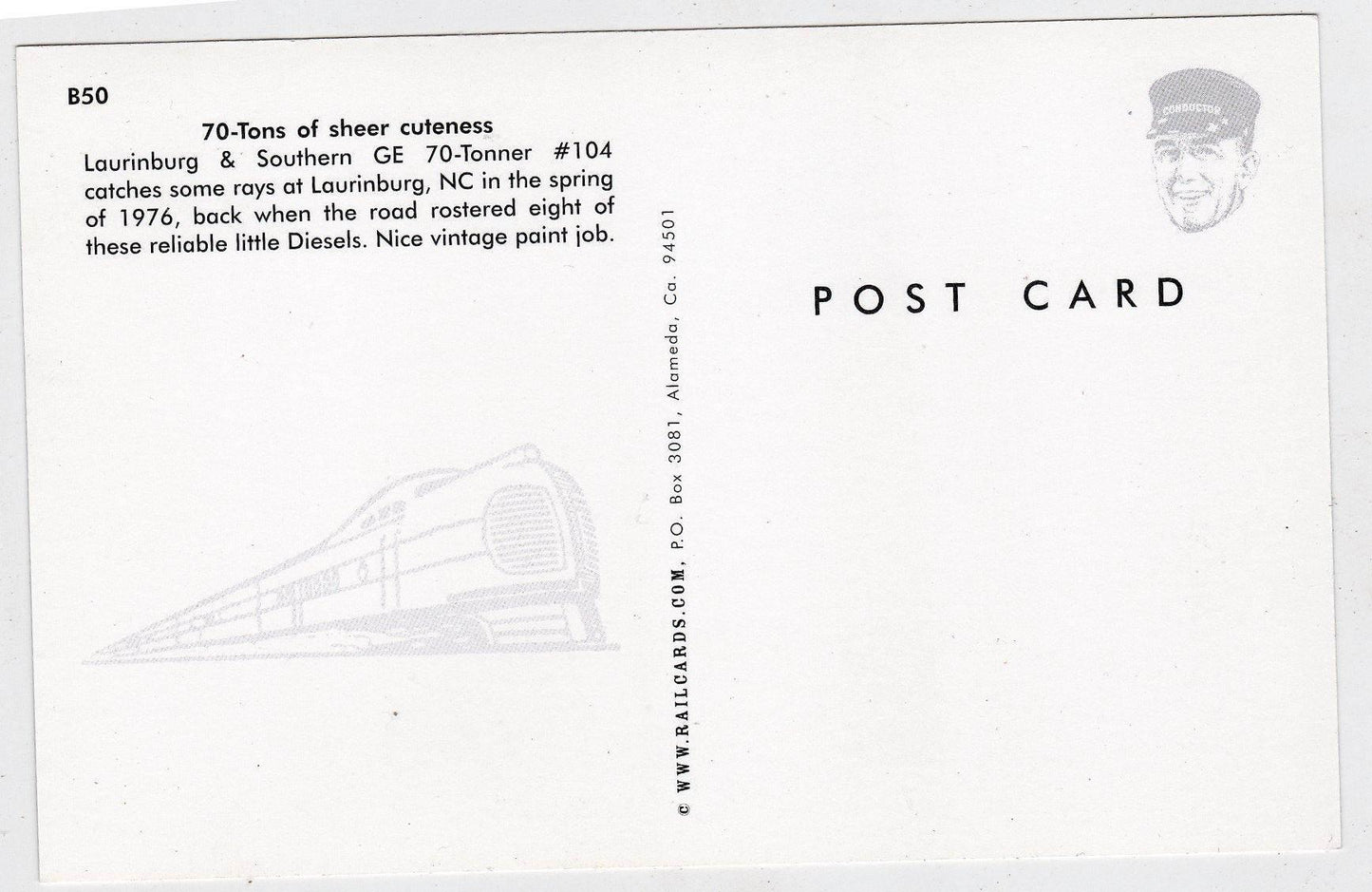 Laurinburg and Southern Railroad GE 70-tonner Diesel Locomotive 1976 - TulipStuff