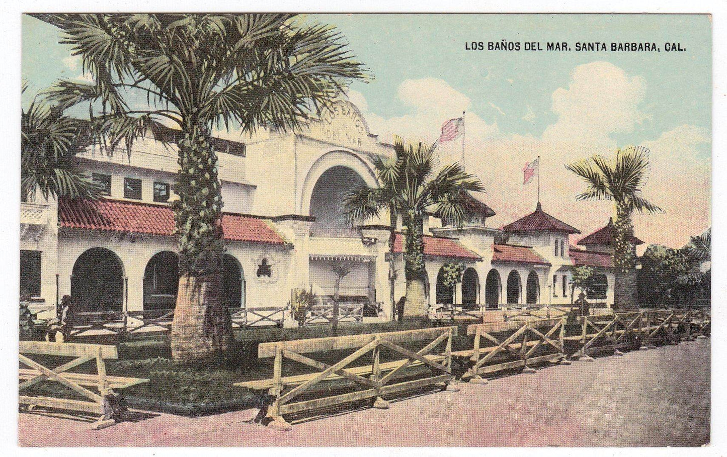 Los Banos Del Mar Bath House Santa Barbara California 1900's Postcard - TulipStuff