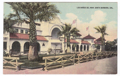 Los Banos Del Mar Bath House Santa Barbara California 1900's Postcard - TulipStuff