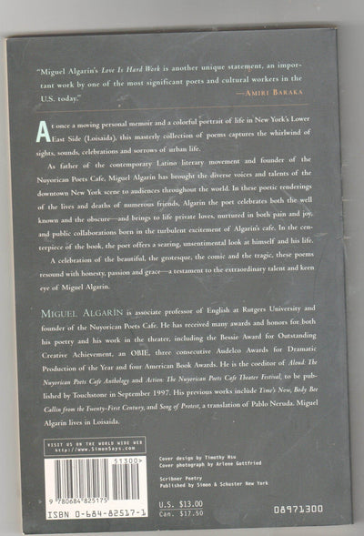 Love Is Hard Work: Memorias de Loisaida Poems Miguel Algarin 1997 - TulipStuff
