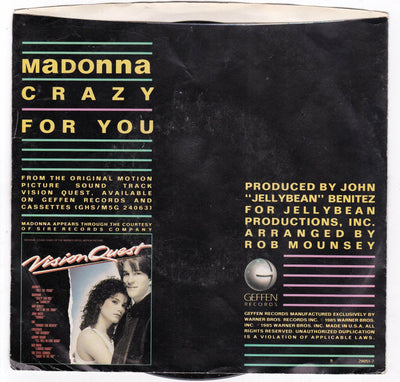 Madonna Crazy For You / Berlin No More Words 1985 Vision Quest - TulipStuff