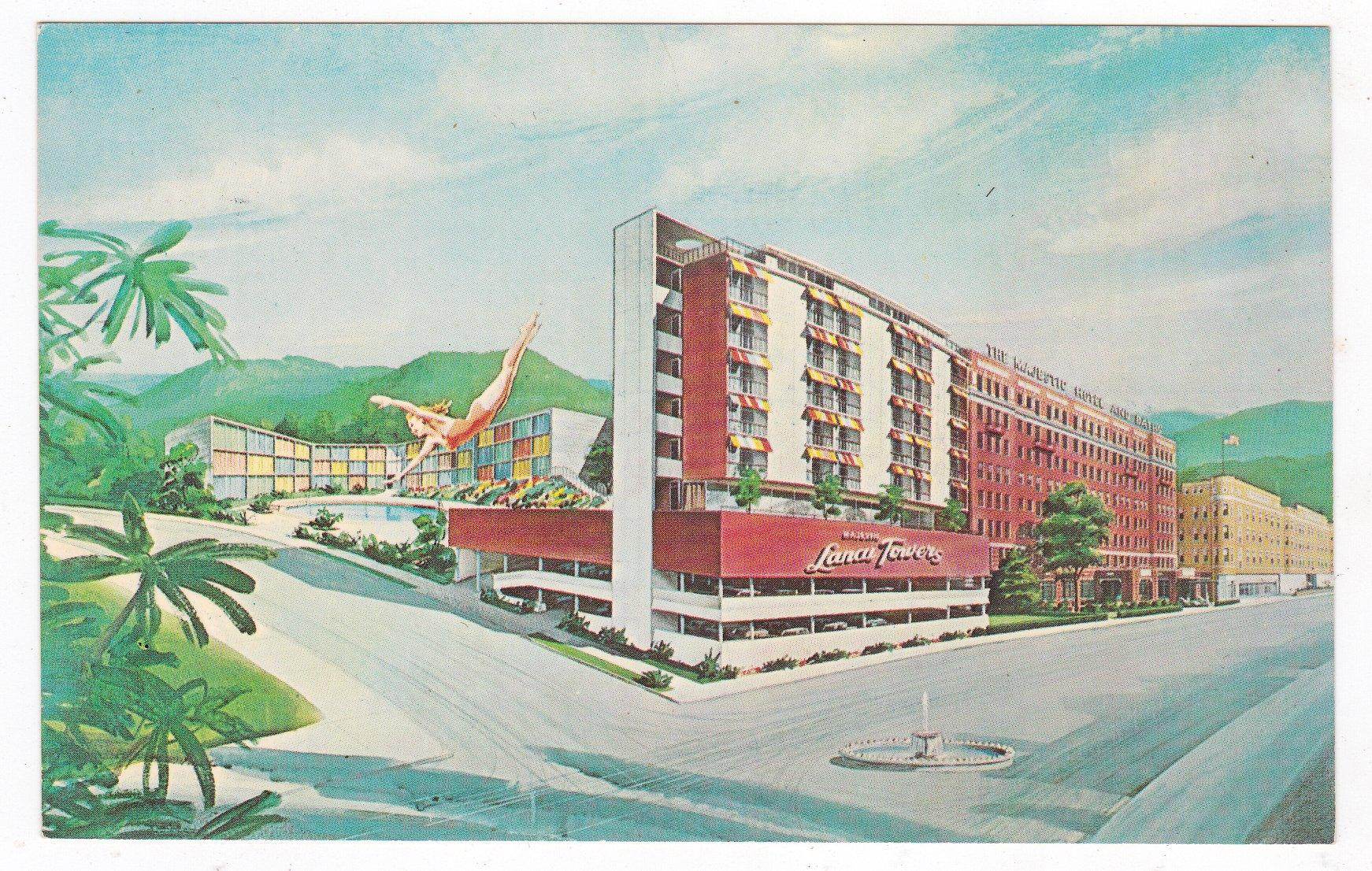 Majestic Hotel Towers and Baths Hot Springs Arkansas Postcard 1960's - TulipStuff