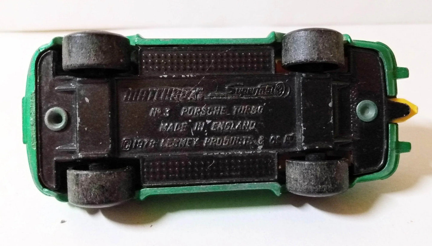 Matchbox 3 Porsche 911 Turbo Sports Car Green England 1980 - TulipStuff