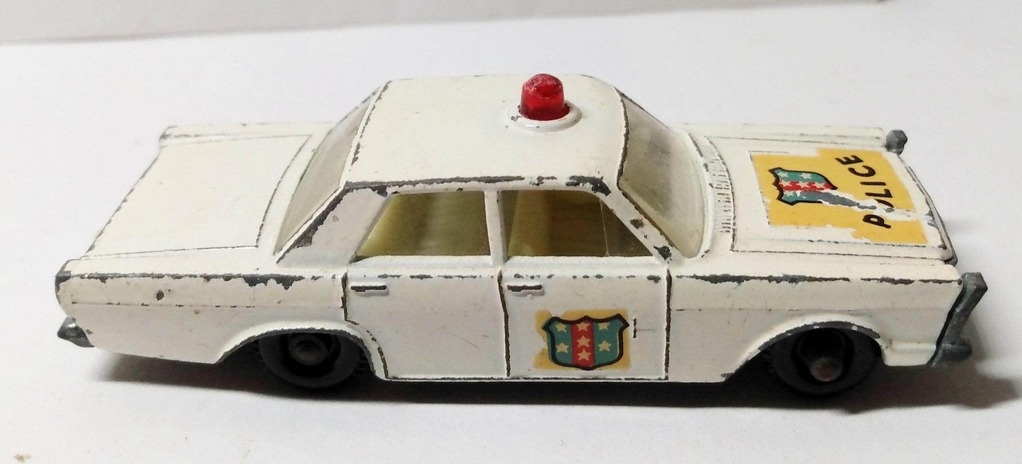 Lesney Matchbox 55 Ford Galaxie Police Car England 1966 - TulipStuff