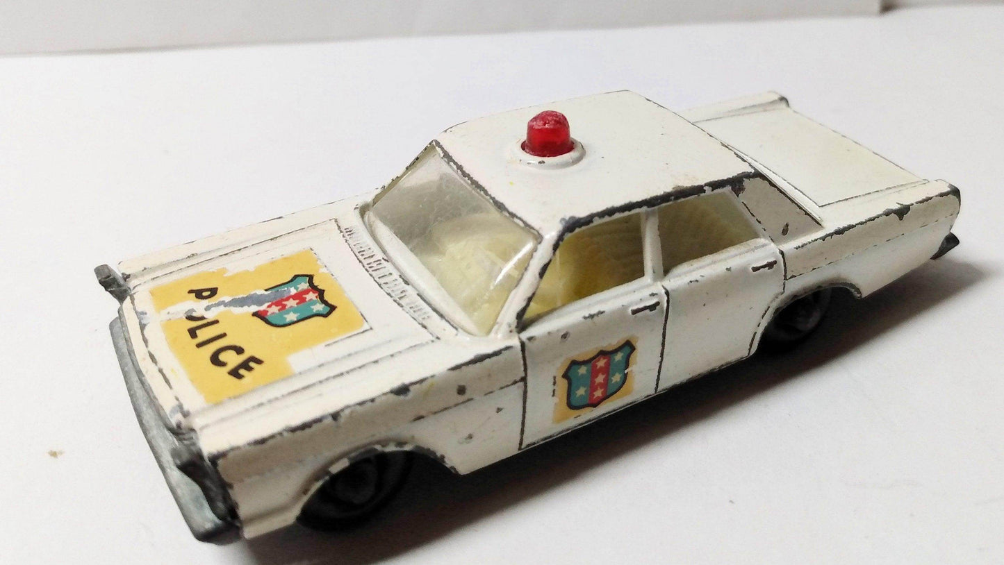 Lesney Matchbox 55 Ford Galaxie Police Car England 1966 - TulipStuff
