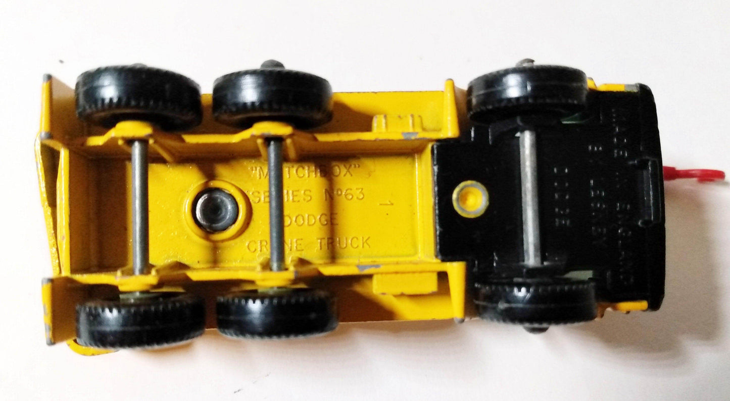Lesney Matchbox 63 Dodge Crane Truck Construction Toy 1968 England - TulipStuff