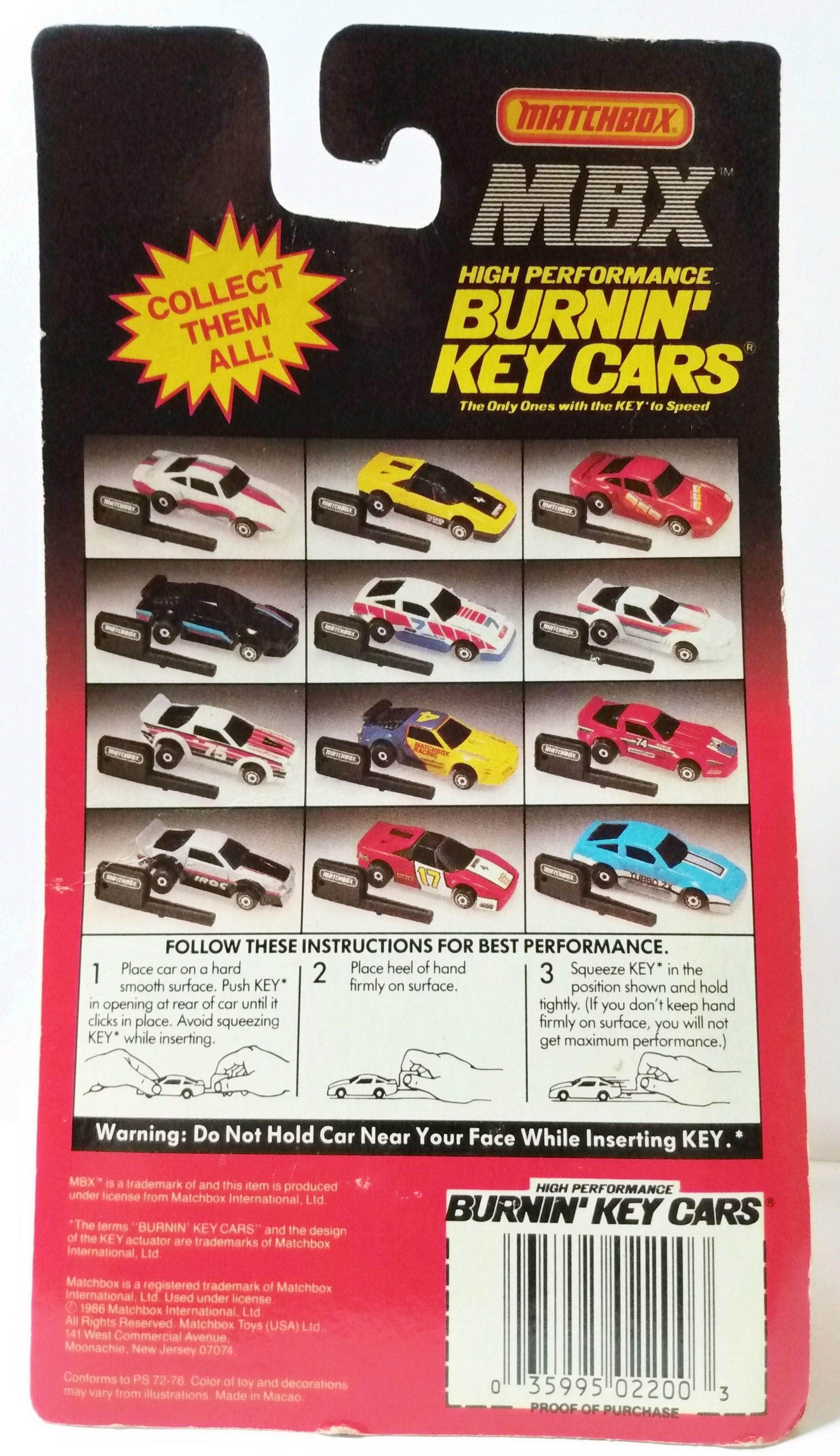 Matchbox MBX Burnin' Key Cars Pontiac Firebird Trans Am 1986 - TulipStuff