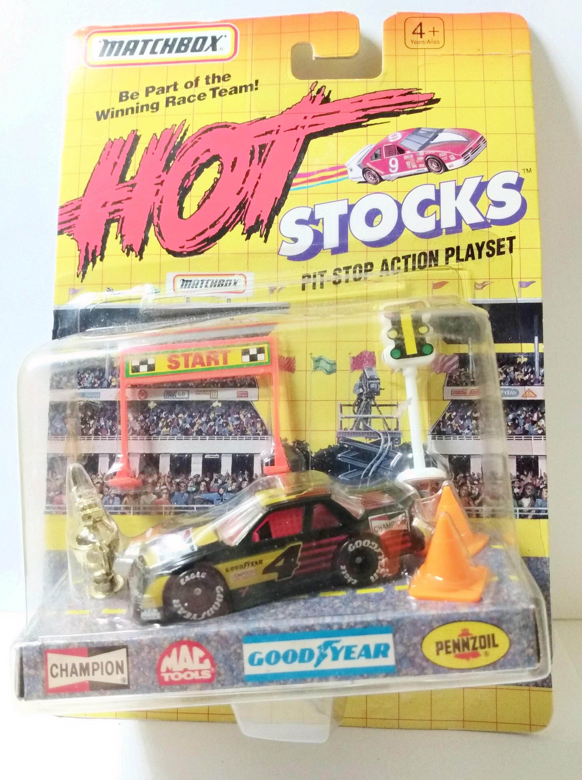 Matchbox Hot Stocks Pit Stop Action Playset Chevy Lumina 1992 - TulipStuff