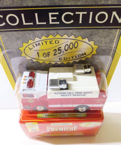 Matchbox Premiere Acorn Hill Fire Dept Heavy Rescue Truck Error Card - TulipStuff