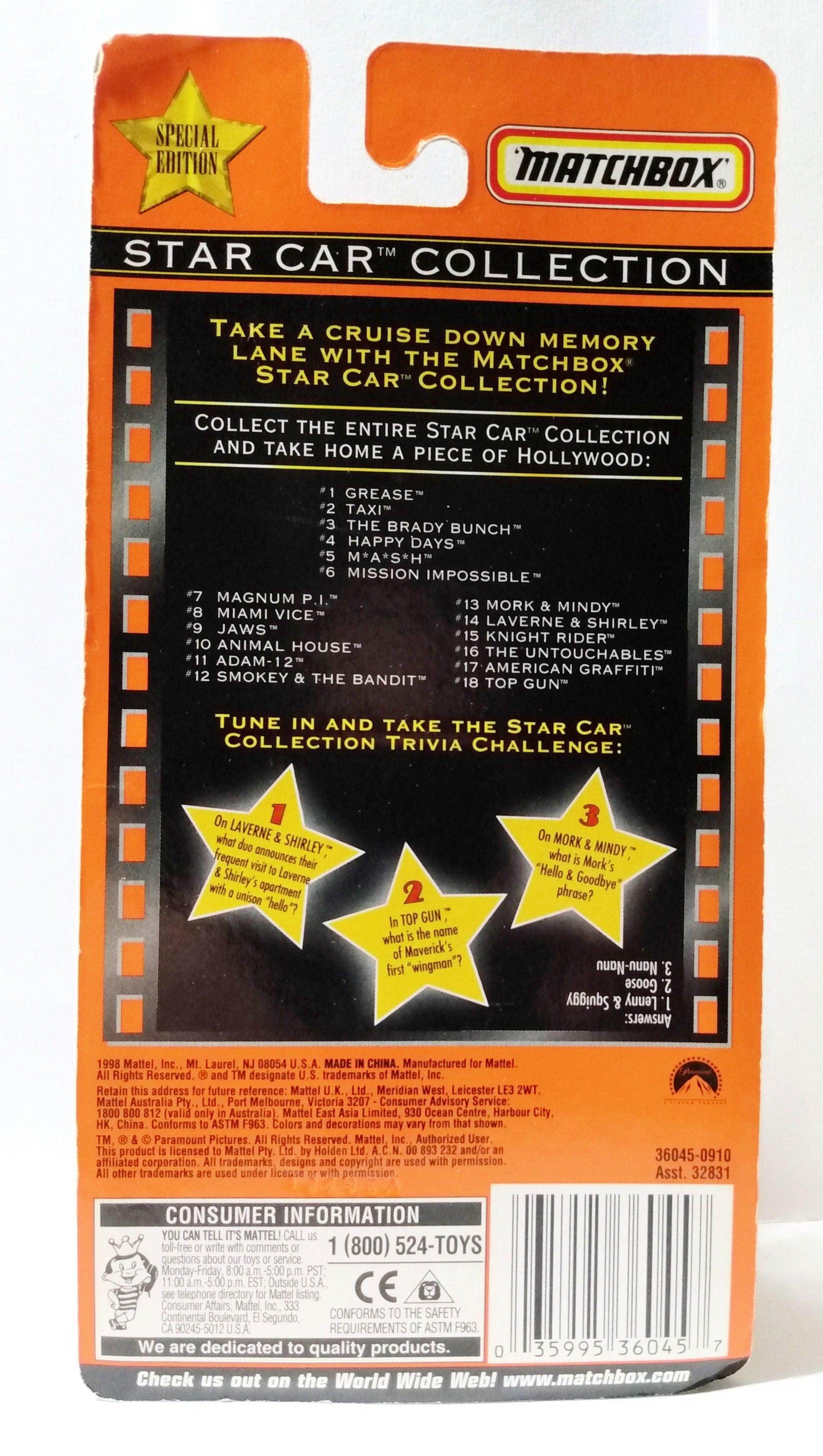 Matchbox Star Car Collection Laverne and Shirley Shotz Brewery Van 1998 - TulipStuff