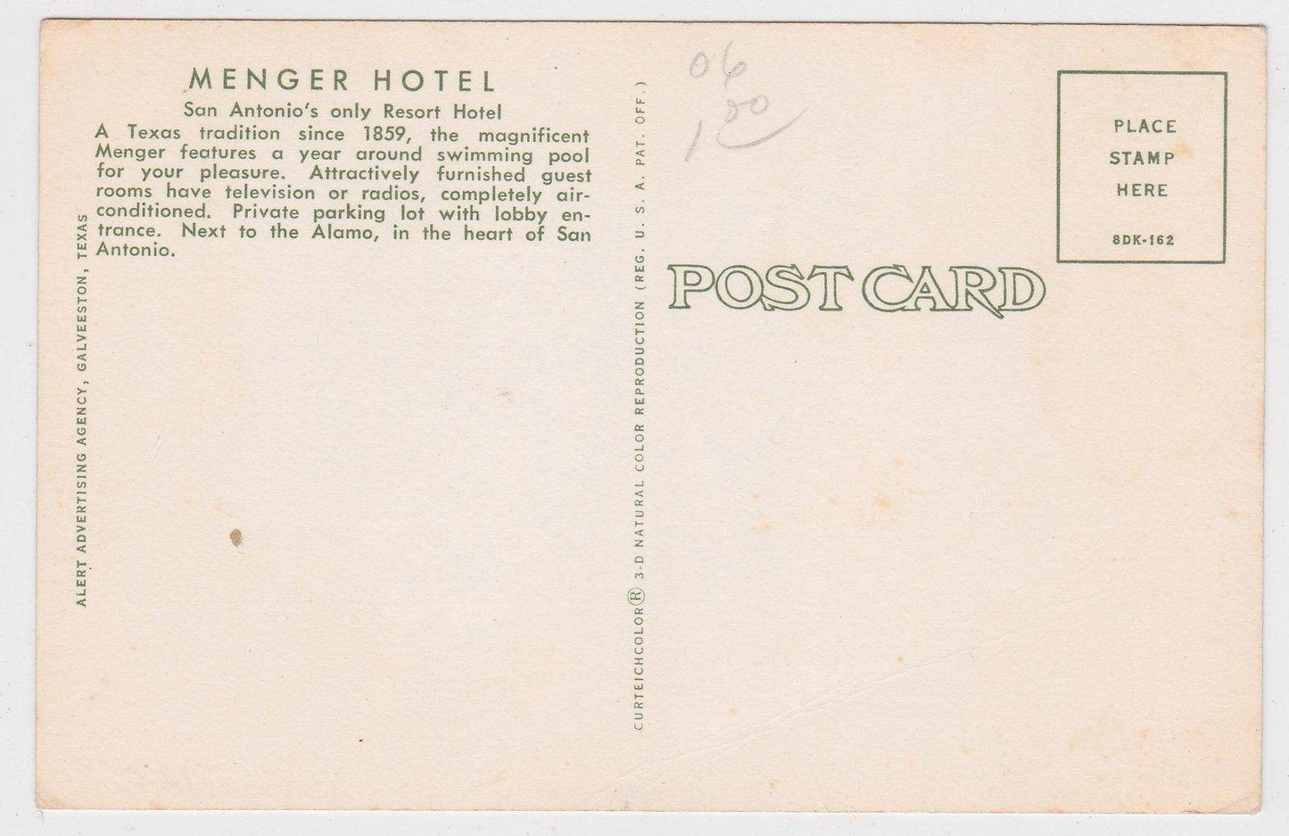 Menger Hotel Resort Swimming Pool San Antonio Texas 1950's - TulipStuff