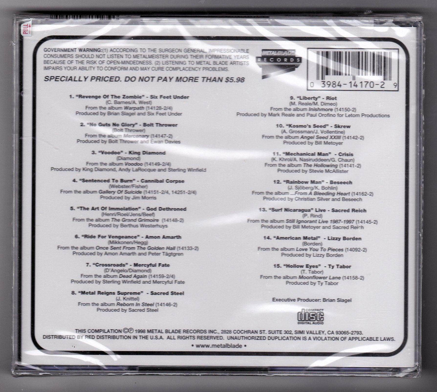 Metalmeister Volume 3 Metal Blade Records Compilation CD 1998 - TulipStuff