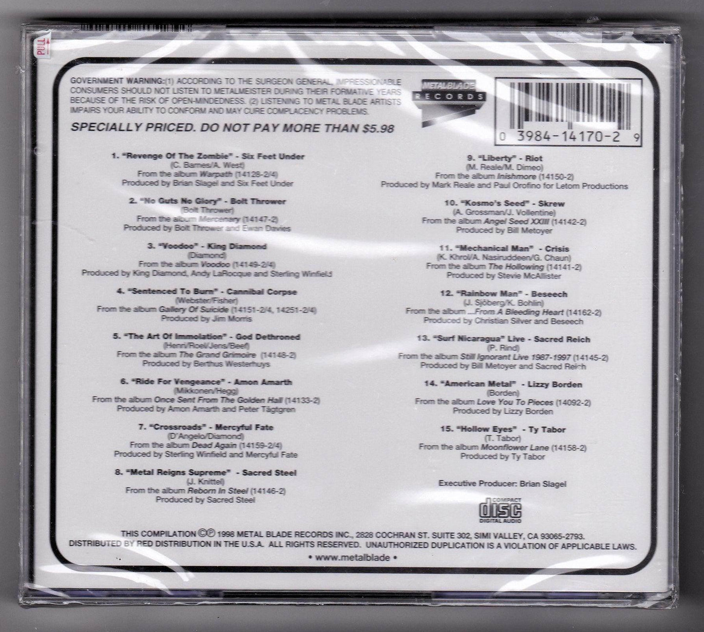 Metalmeister Volume 3 Metal Blade Records Compilation CD 1998 - TulipStuff