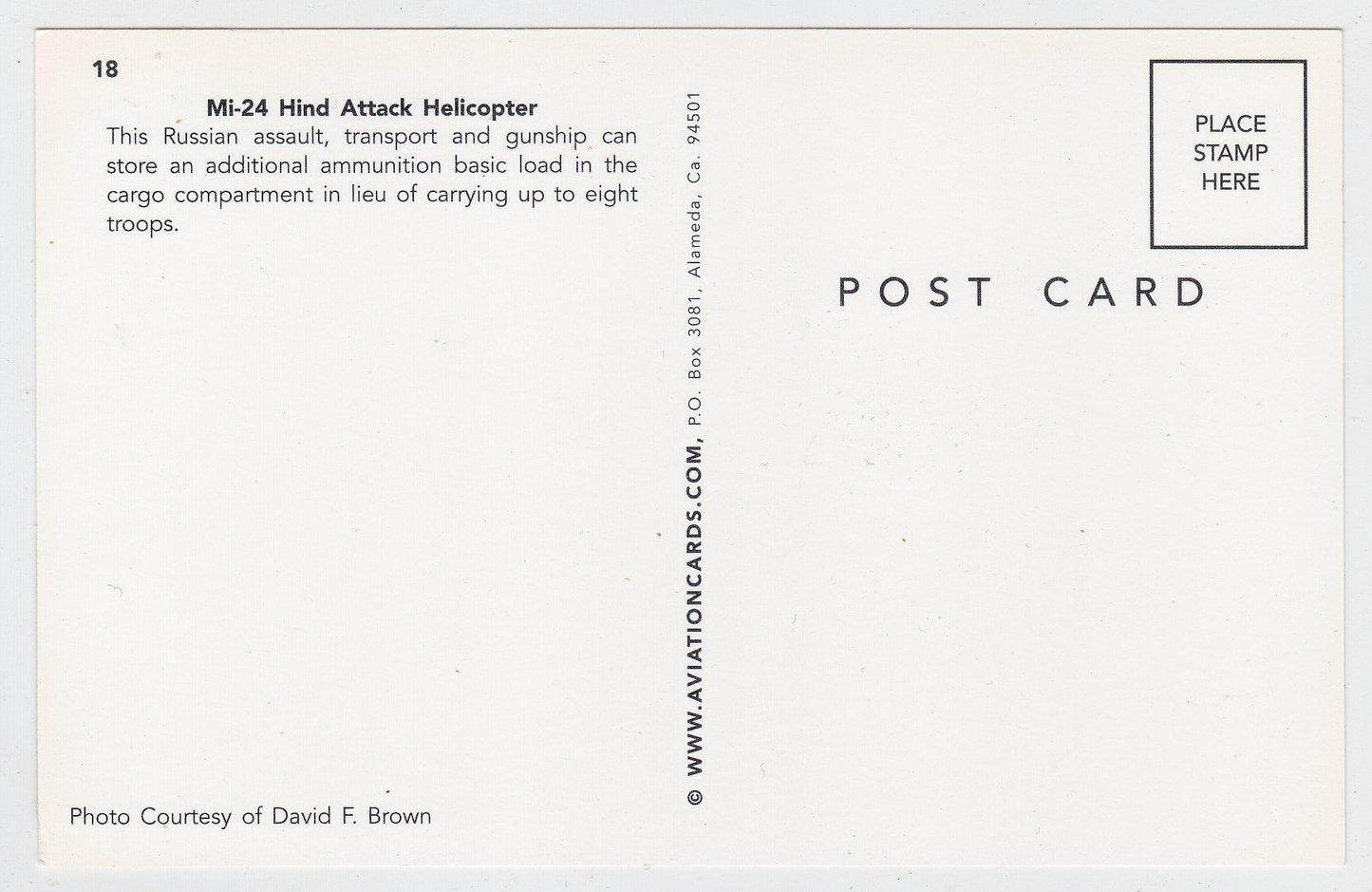 Russian Mi-24 Hind Attack Helicopter Postcard - TulipStuff