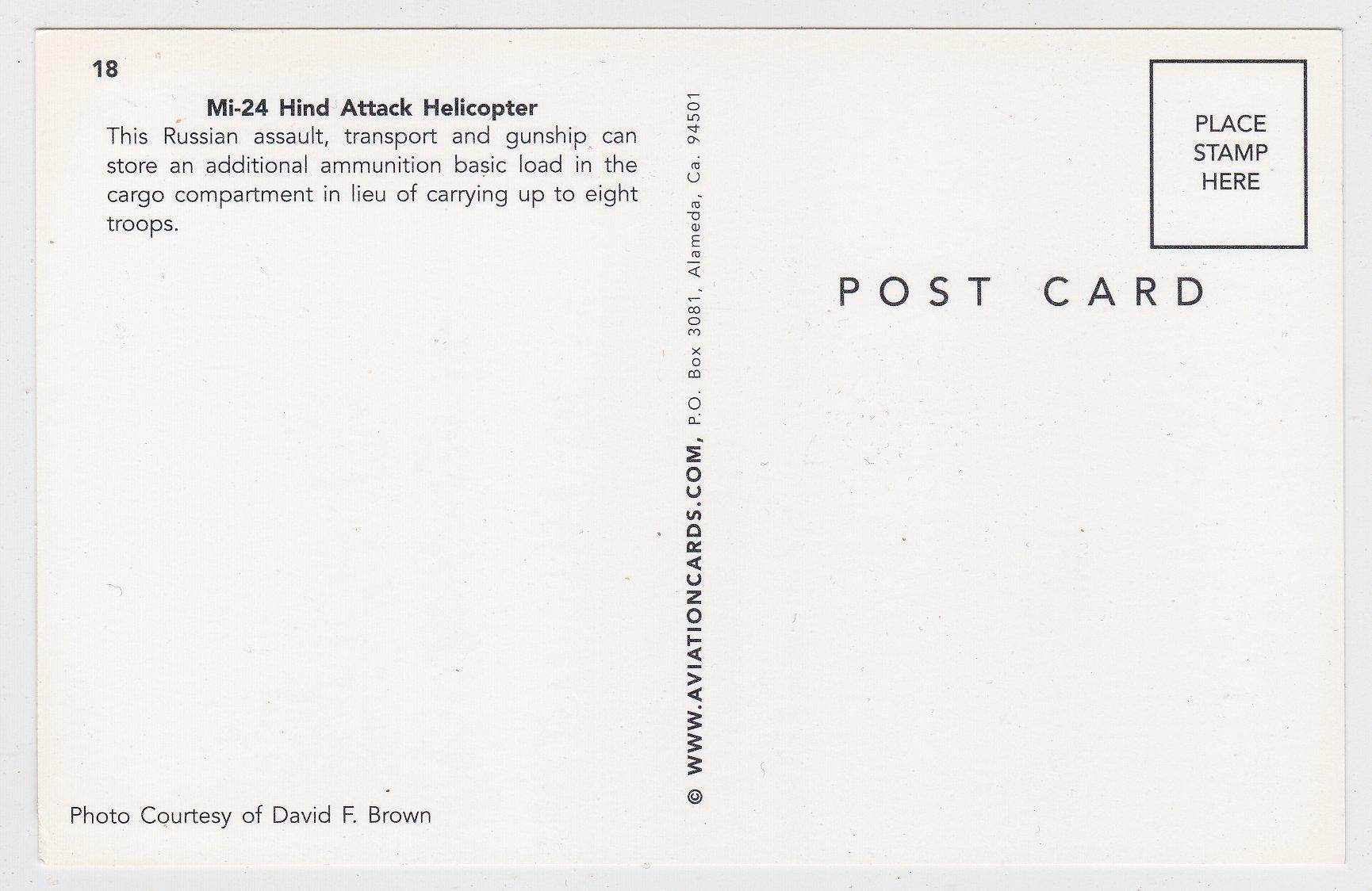 Russian Mi-24 Hind Attack Helicopter Postcard - TulipStuff