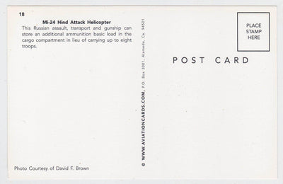 Russian Mi-24 Hind Attack Helicopter Postcard - TulipStuff