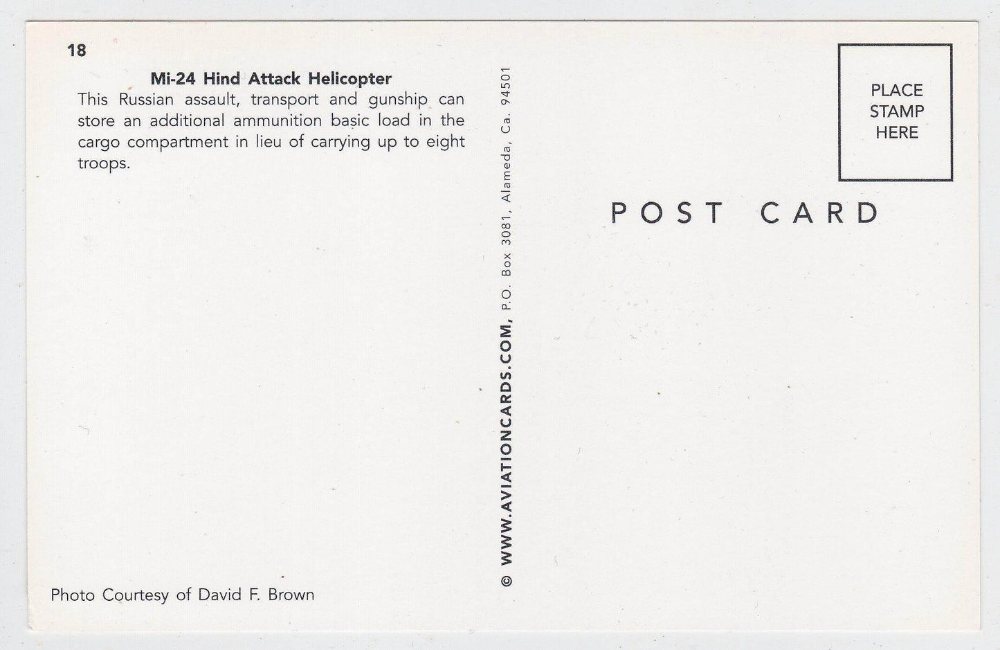 Russian Mi-24 Hind Attack Helicopter Postcard - TulipStuff