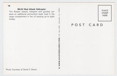 Russian Mi-24 Hind Attack Helicopter Postcard - TulipStuff