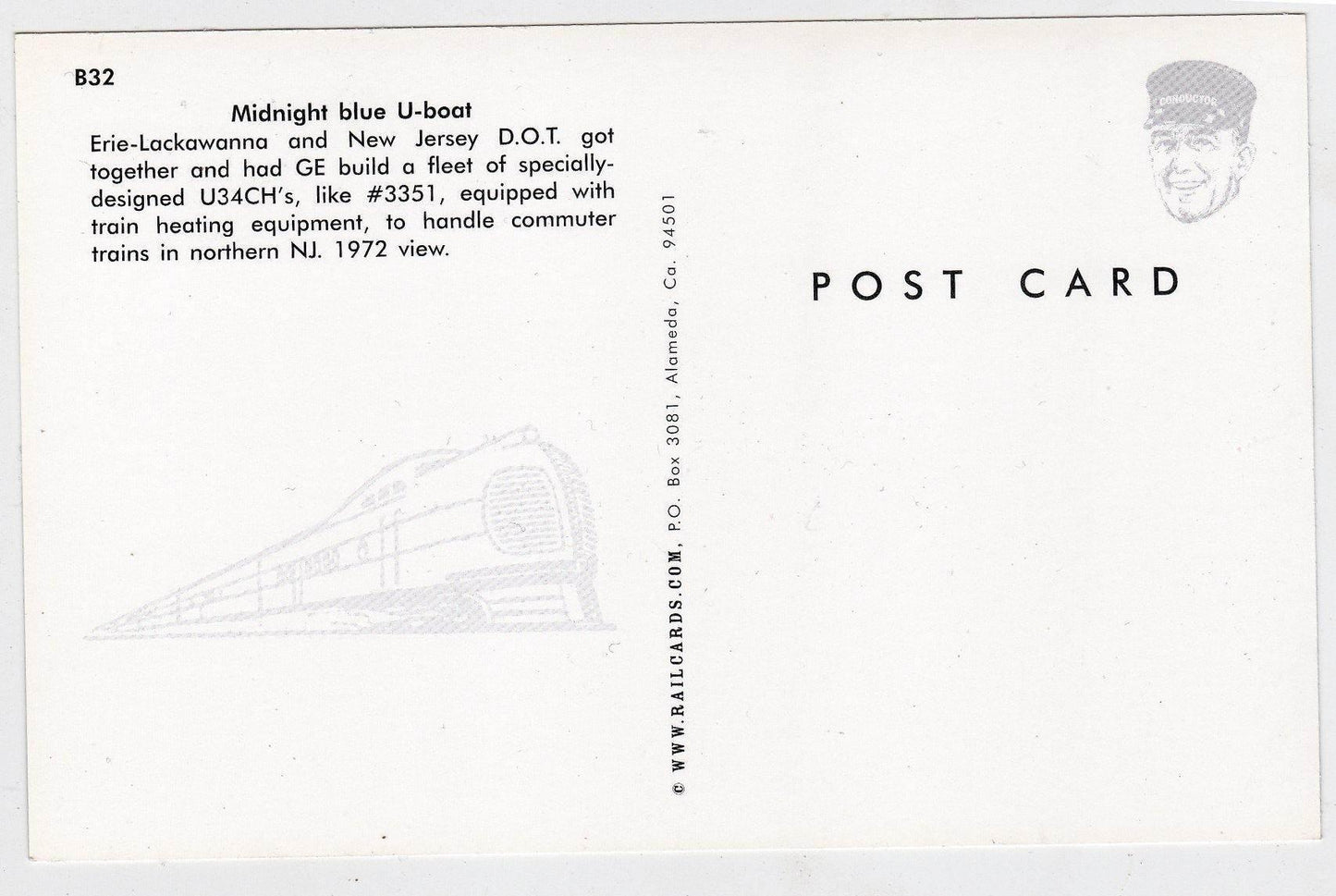 Erie-Lackawanna New Jersey DOT GE U34CH Commuter Train Locomotive - TulipStuff