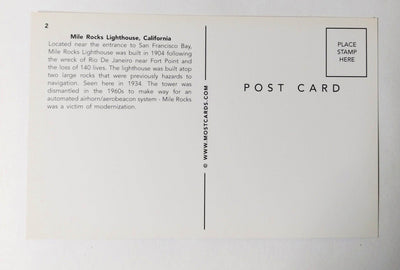 Mile Rocks Lighthouse San Francisco Bay California Postcard - TulipStuff