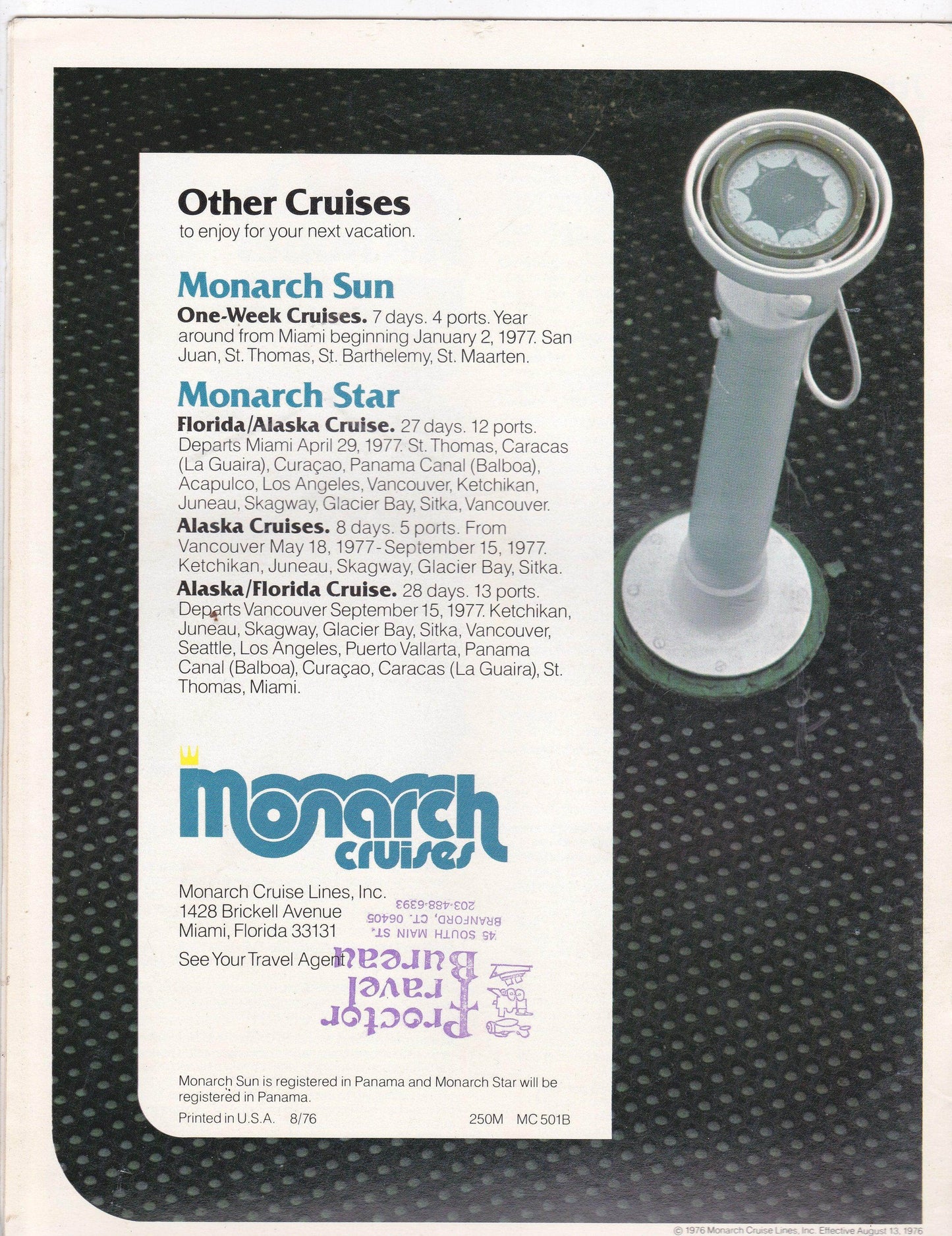 Monarch Cruise Lines ss Monarch Star 1977 Caribbean Cruise Brochure - TulipStuff