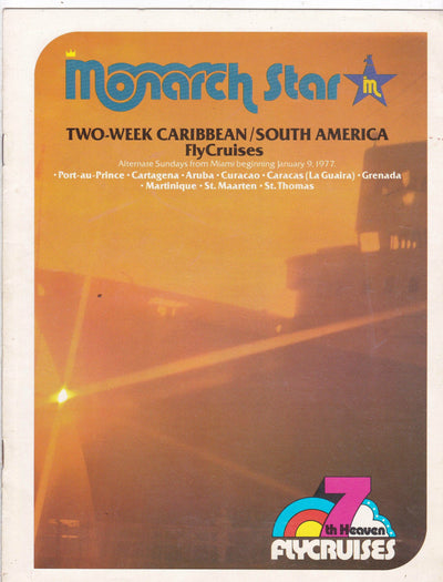 Monarch Cruise Lines ss Monarch Star 1977 Caribbean Cruise Brochure - TulipStuff