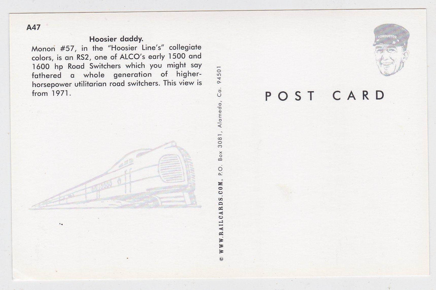 Monon Railroad Hoosier Line Alco RS2  Diesel Locomotive 1971 - TulipStuff