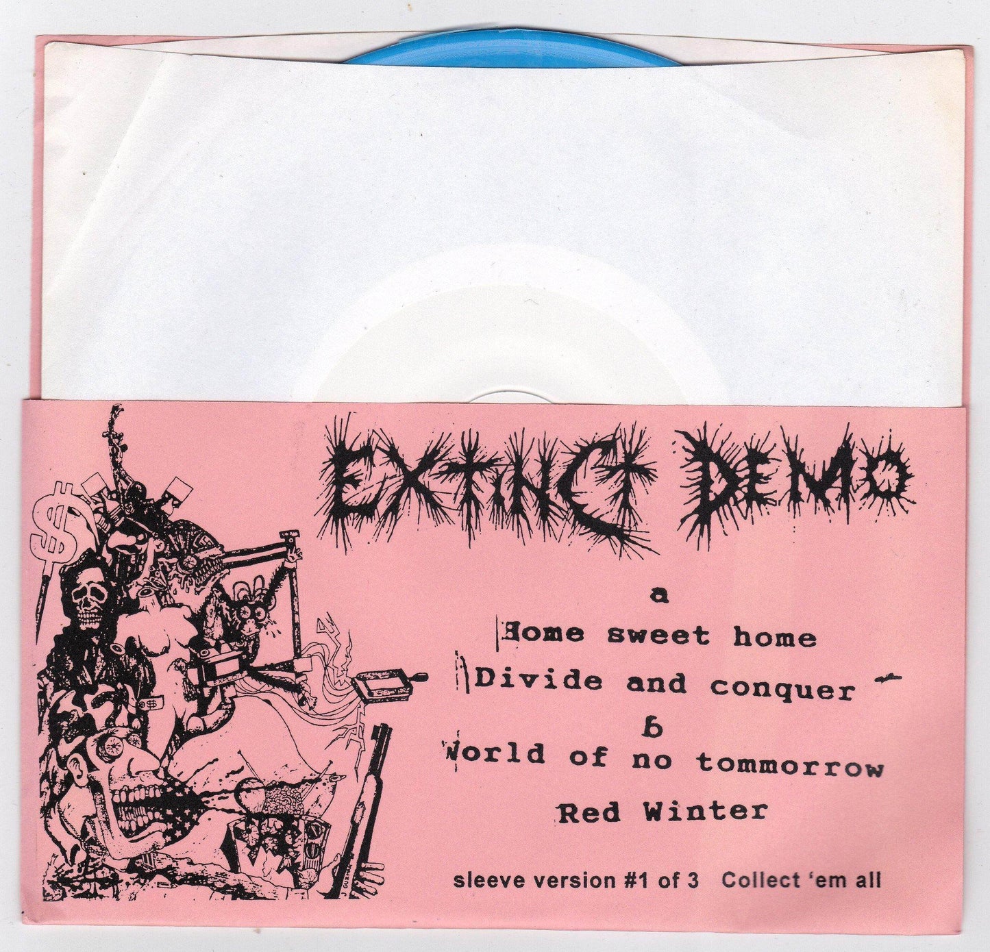 Nausea Extinct Demo 7" EP Vinyl Record NYHC Red Cover Blue Vinyl - TulipStuff