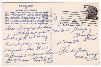 New Lobby At Mount Airy Lodge Mt Pocono Pennsylvania 1970 - TulipStuff