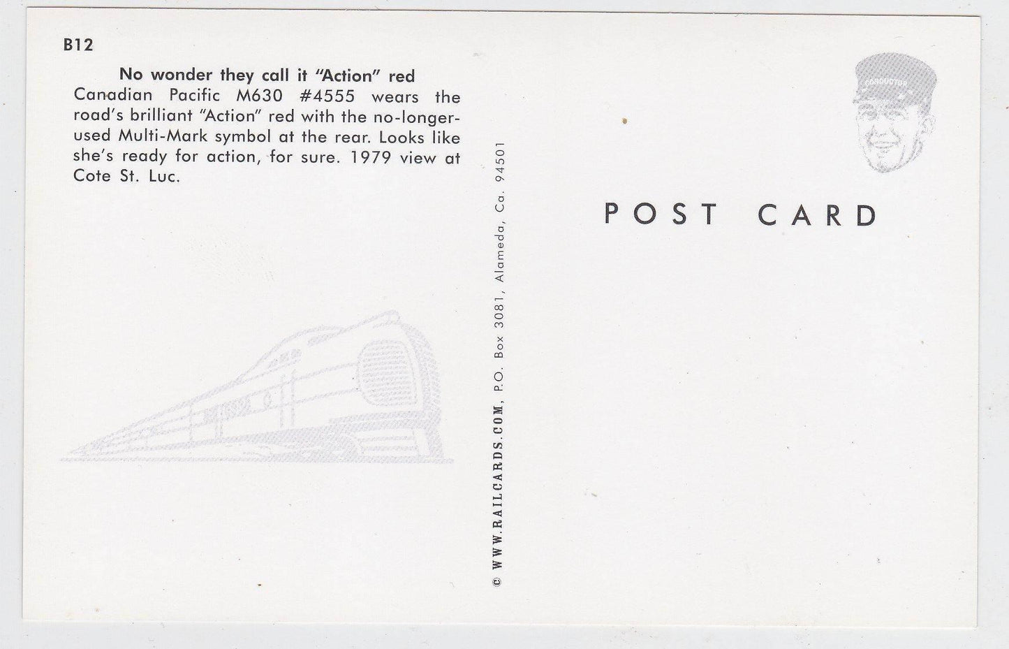 Canadian Pacific CP Rail M630 Locomotive Train at Cote St Luc Postcard - TulipStuff