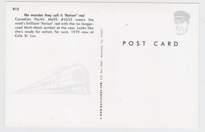 Canadian Pacific CP Rail M630 Locomotive Train at Cote St Luc Postcard - TulipStuff