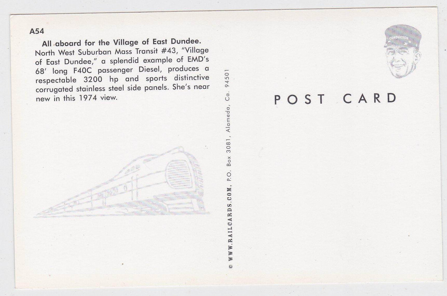 North West Suburban Mass Transit City of East Dundee EMD F40C - TulipStuff