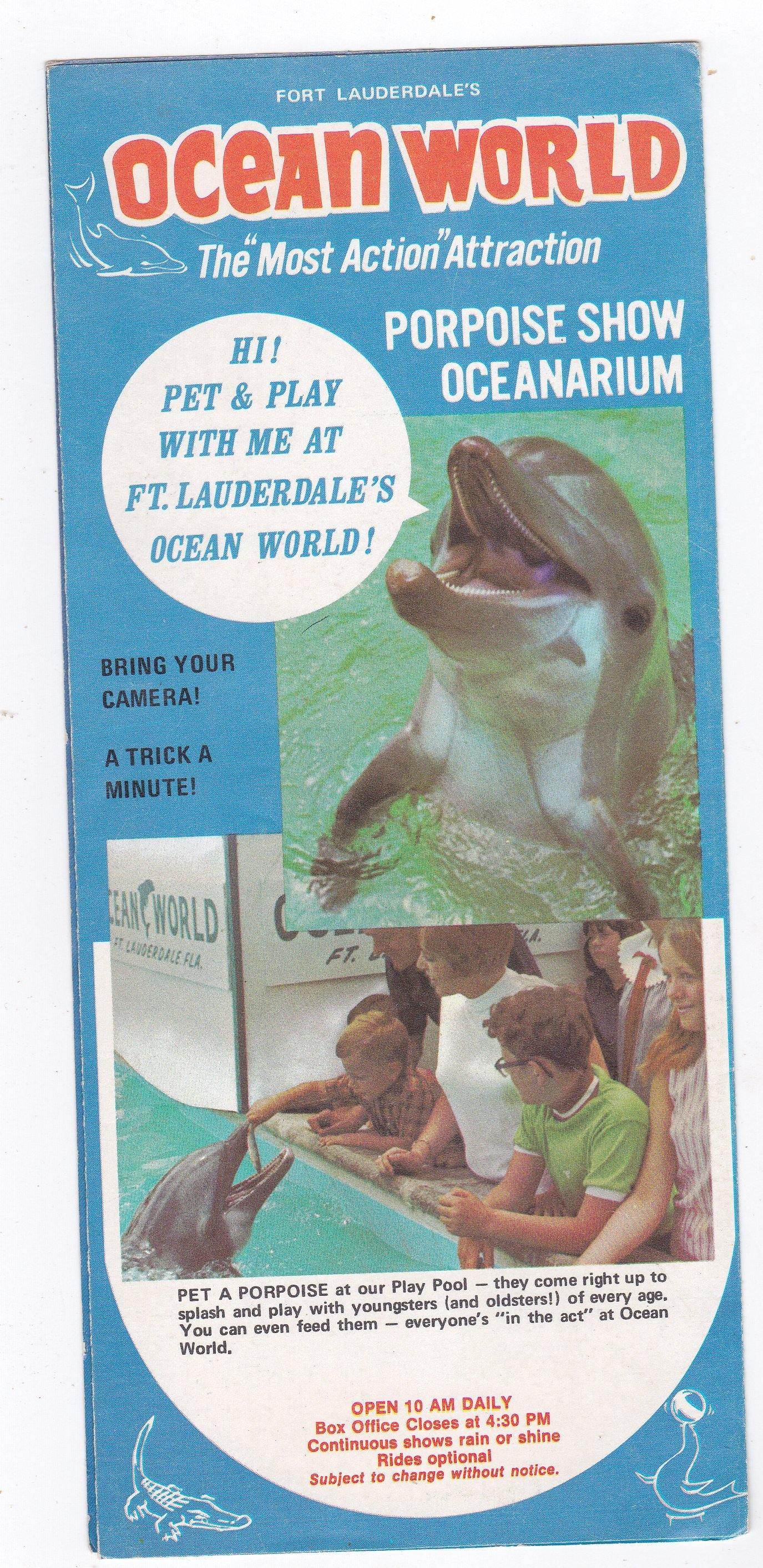 Fort Lauderdale Ocean World Porpoise Show Oceanarium 1977 Brochure - TulipStuff