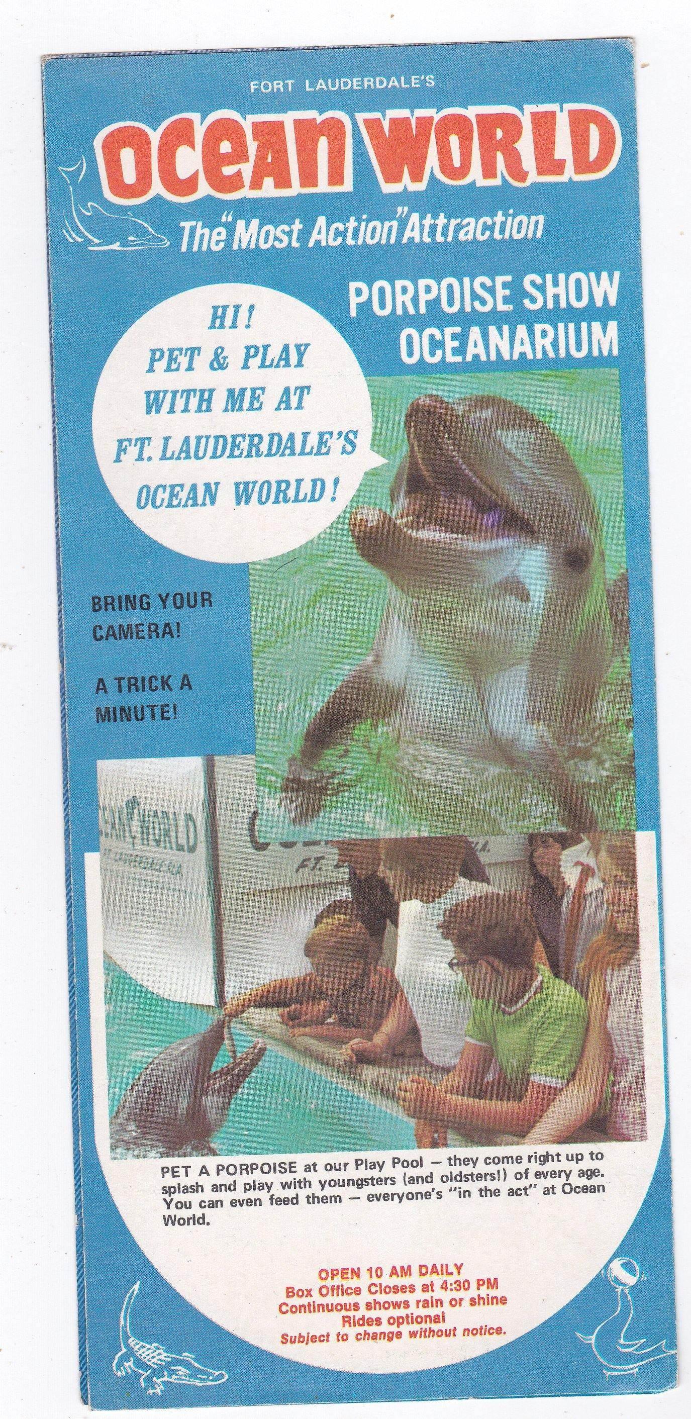 Fort Lauderdale Ocean World Porpoise Show Oceanarium 1977 Brochure - TulipStuff