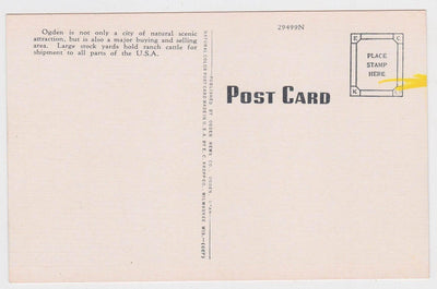 Ranch Cattle Stock Yards Ogden Utah 1940's Linen Postcard - TulipStuff