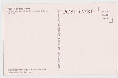 Empire State Building Passing of the Storm New York City 1950's Postcard - TulipStuff